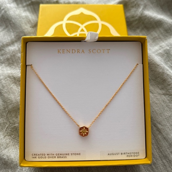 Kendra Scott Jewelry - Kendra Scott Gold Plated Necklace with Peridot Stone NWT